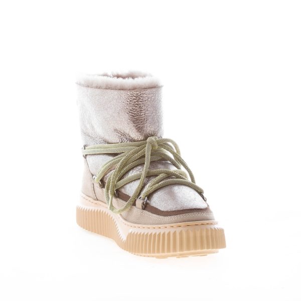 VOILE BLANCHE donna stivaletto Cortina in pelle laminata e nabuk FANGO e TAUPE montone - immagine 5