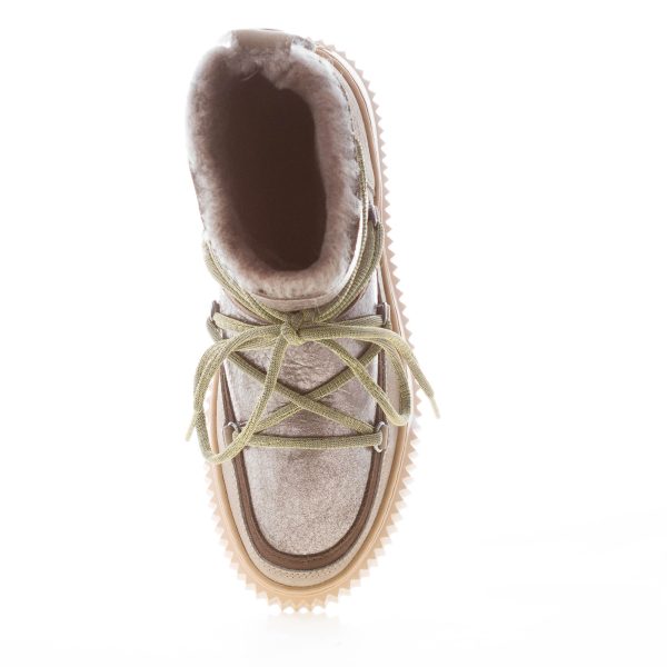 VOILE BLANCHE donna stivaletto Cortina in pelle laminata e nabuk FANGO e TAUPE montone - immagine 6