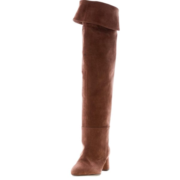 ANNA F. donna stivale sopra al ginocchio in camoscio MARRONE CAFFE'. Tacco 5 cm - immagine 2