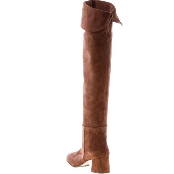 ANNA F. donna stivale sopra al ginocchio in camoscio MARRONE CAFFE'. Tacco 5 cm - immagine 3