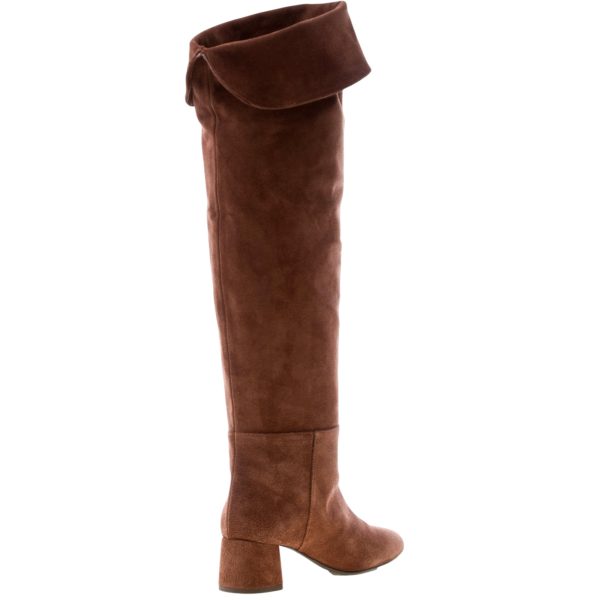 ANNA F. donna stivale sopra al ginocchio in camoscio MARRONE CAFFE'. Tacco 5 cm - immagine 5