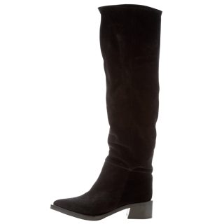 L'ARIANNA donna stivale sopra al ginocchio in crosta NERO. Tacco 4,5 cm