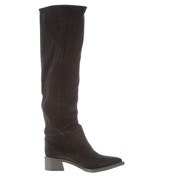 L'ARIANNA donna stivale sopra al ginocchio in crosta NERO. Tacco 4,5 cm - immagine 4