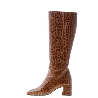 MARA BINI donna stivale Zaira in pelle stampa cocco MARRONE con zip. Tacco 5,5 cm