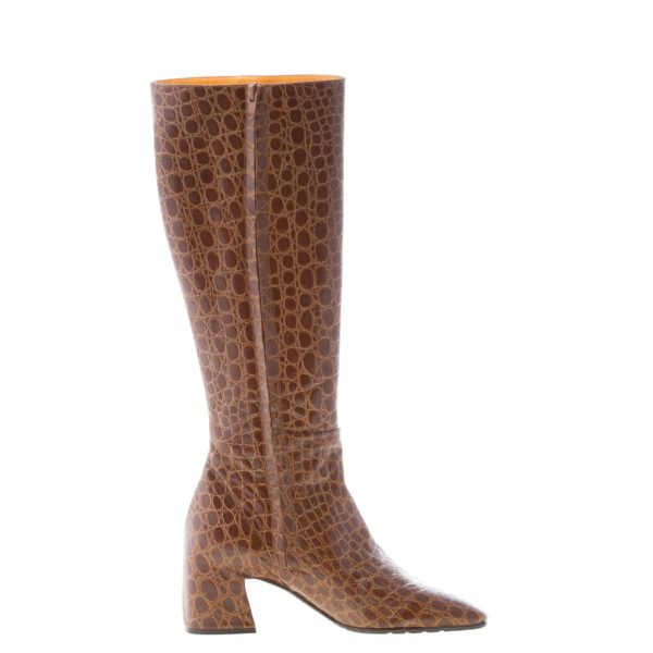 MARA BINI donna stivale Zaira in pelle stampa cocco MARRONE con zip. Tacco 5,5 cm - immagine 4