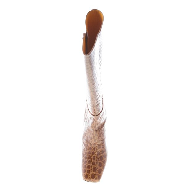 MARA BINI donna stivale Zaira in pelle stampa cocco MARRONE con zip. Tacco 5,5 cm - immagine 5