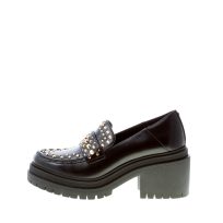 MICHAEL KORS donna mocassino Rocco Heeled in pelle NERO con borchie. Tacco 7 cm