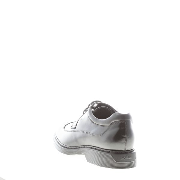 HOGAN uomo H576 scarpa derby in pelle NERO con medallion toe. Suola gomma - immagine 3
