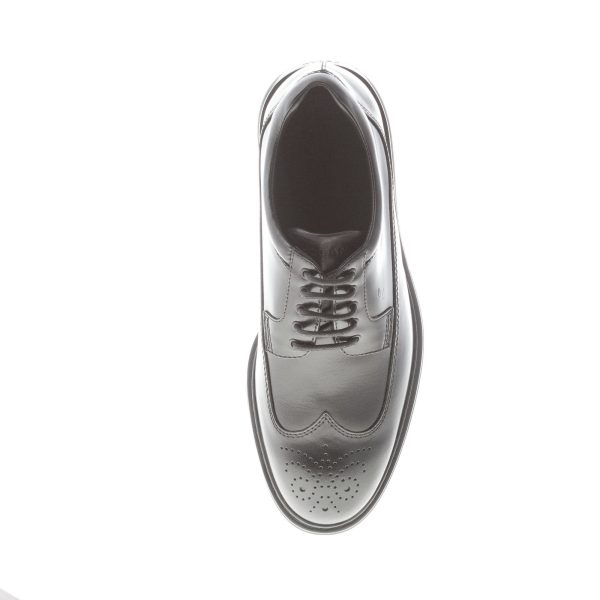 HOGAN uomo H576 scarpa derby in pelle NERO con medallion toe. Suola gomma - immagine 6