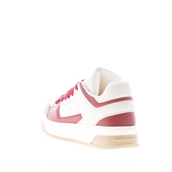 HOGAN donna H667 sneaker Chamallow in pelle AVORIO e BORDEAUX - immagine 3