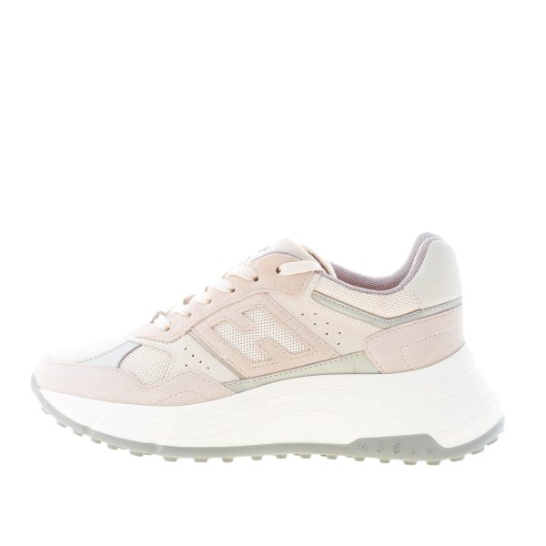 HOGAN donna H669 sneaker HI FI in camoscio BEIGE e GRIGIO