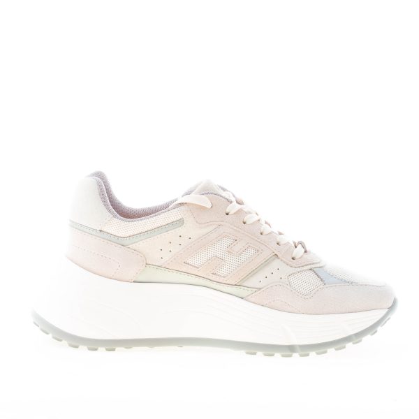 HOGAN donna H669 sneaker HI FI in camoscio BEIGE e GRIGIO - immagine 5