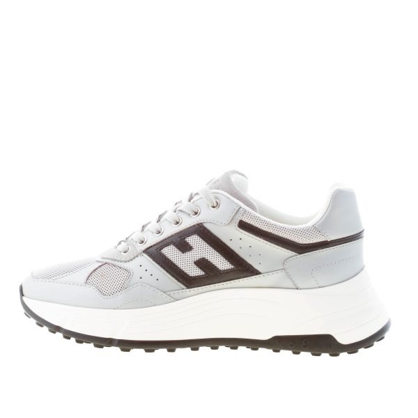 HOGAN donna H669 sneaker HI FI in pelle laminata e tessuto GRIGIO più nero