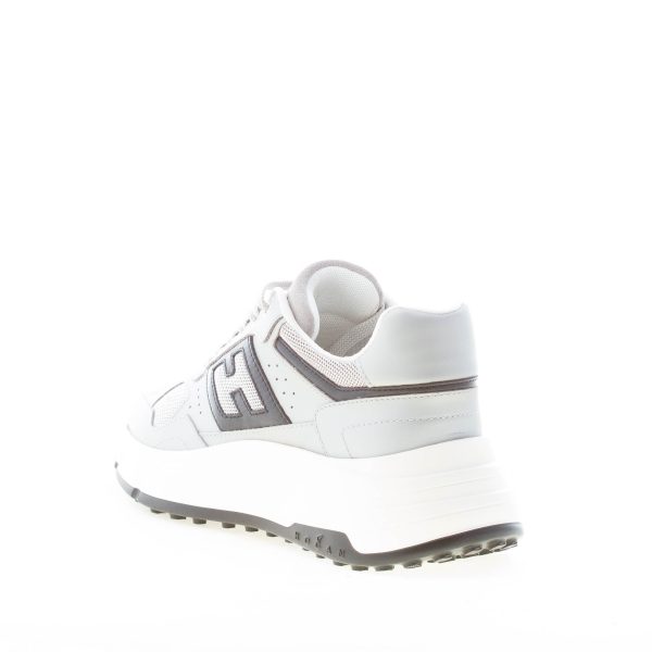 HOGAN donna H669 sneaker HI FI in pelle laminata e tessuto GRIGIO più nero - immagine 3