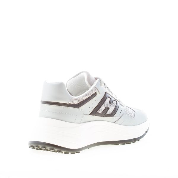 HOGAN donna H669 sneaker HI FI in pelle laminata e tessuto GRIGIO più nero - immagine 4