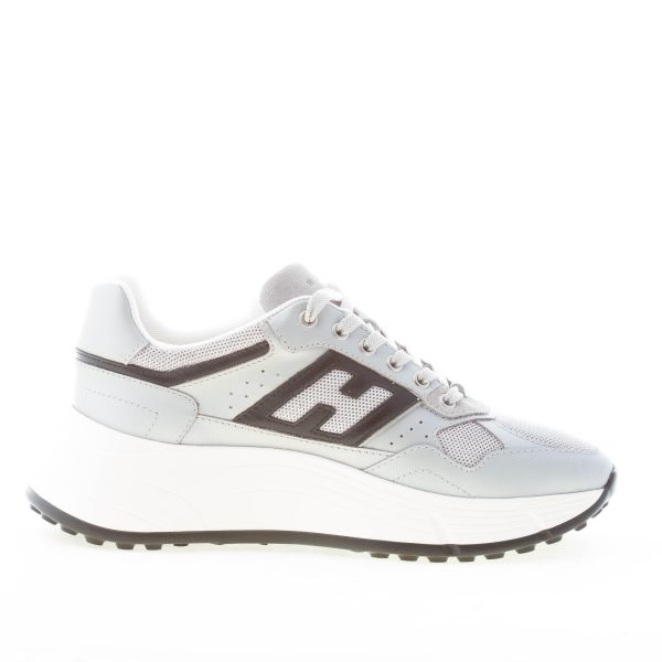 HOGAN donna H669 sneaker HI FI in pelle laminata e tessuto GRIGIO più nero - immagine 5