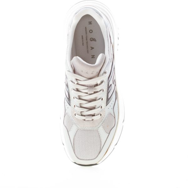 HOGAN donna H669 sneaker HI FI in pelle laminata e tessuto GRIGIO più nero - immagine 7