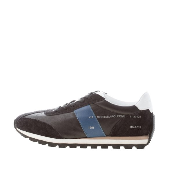 HOGAN donna H671 sneaker 86er in pelle e camoscio NERO e blu