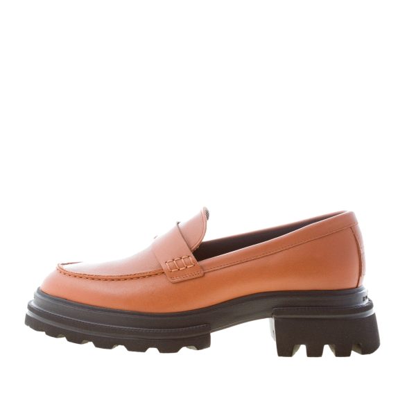 HOGAN donna H674 mocassino 10-Storey in pelle CUOIO con mascherina. Tacco 5,5 cm