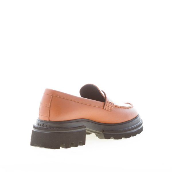HOGAN donna H674 mocassino 10-Storey in pelle CUOIO con mascherina. Tacco 5,5 cm - immagine 4