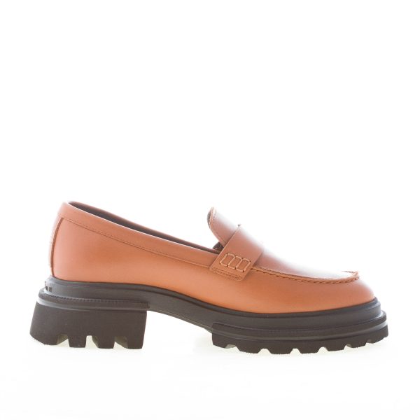 HOGAN donna H674 mocassino 10-Storey in pelle CUOIO con mascherina. Tacco 5,5 cm - immagine 5