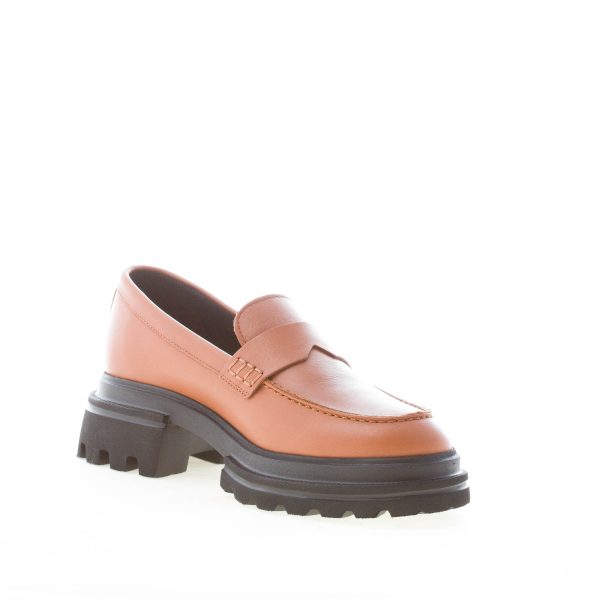 HOGAN donna H674 mocassino 10-Storey in pelle CUOIO con mascherina. Tacco 5,5 cm - immagine 6