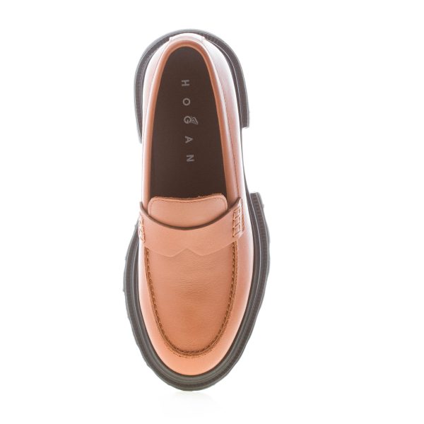 HOGAN donna H674 mocassino 10-Storey in pelle CUOIO con mascherina. Tacco 5,5 cm - immagine 7