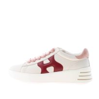 HOGAN donna Rebel sneaker in pelle AVORIO BORDEAUX e ROSA