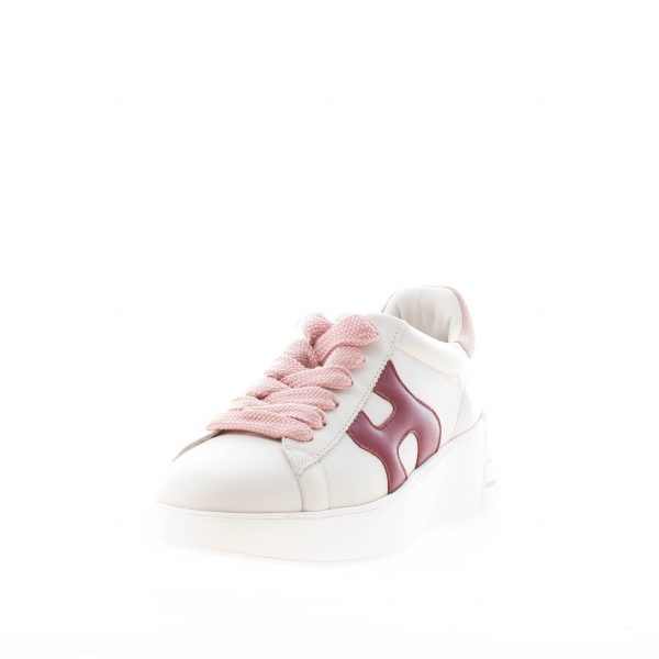HOGAN donna Rebel sneaker in pelle AVORIO BORDEAUX e ROSA - immagine 2