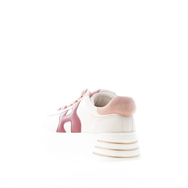 HOGAN donna Rebel sneaker in pelle AVORIO BORDEAUX e ROSA - immagine 3
