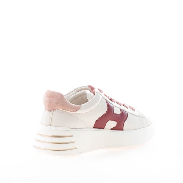 HOGAN donna Rebel sneaker in pelle AVORIO BORDEAUX e ROSA - immagine 4