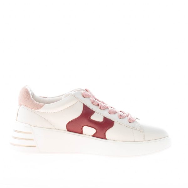 HOGAN donna Rebel sneaker in pelle AVORIO BORDEAUX e ROSA - immagine 5