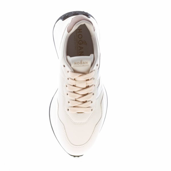 HOGAN donna sneaker H641 in pelle AVORIO più ARGENTO - immagine 7