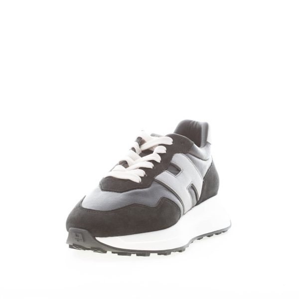 HOGAN donna sneaker H641 in pelle NERO più ARGENTO - immagine 2