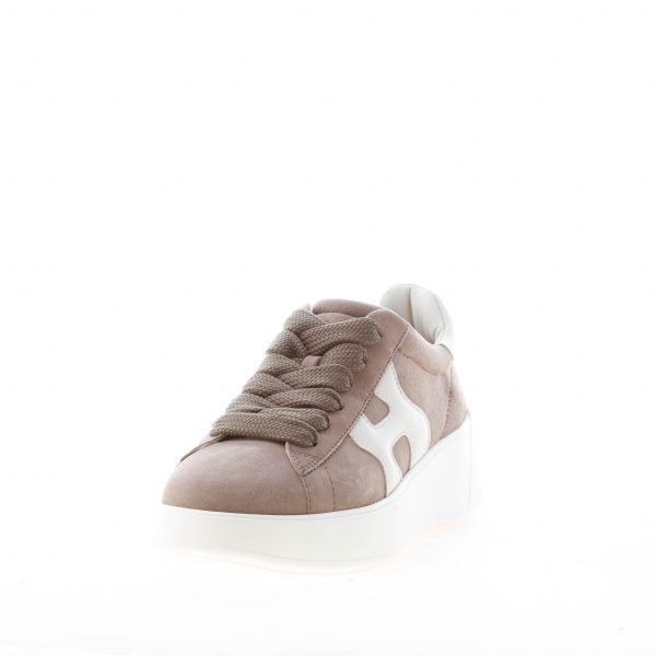 HOGAN donna sneaker Rebel H562 in camoscio TORTORA più bianco - immagine 2