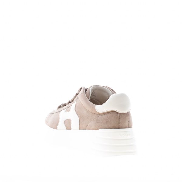 HOGAN donna sneaker Rebel H562 in camoscio TORTORA più bianco - immagine 3