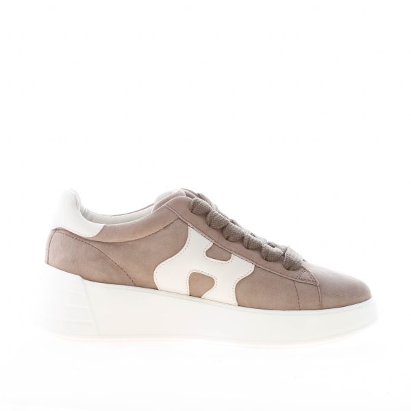 HOGAN donna sneaker Rebel H562 in camoscio TORTORA più bianco - immagine 5