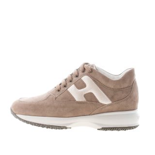 HOGAN donna Interactive sneaker in camoscio MARRONE con H laminata