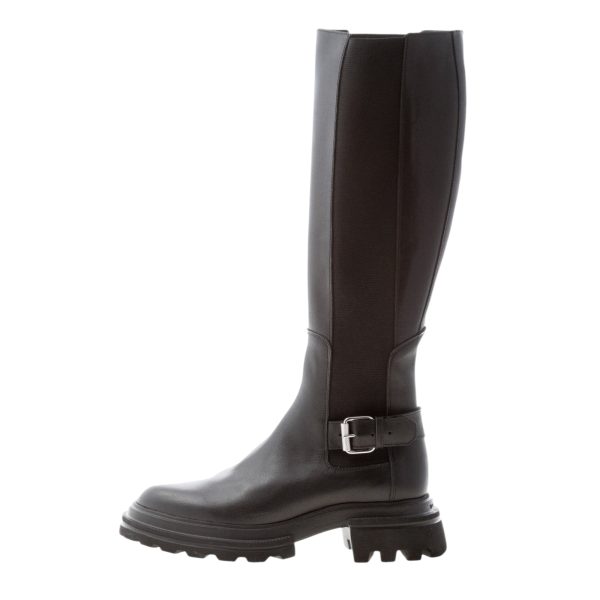 HOGAN donna H674 Stivale Chelsea 10-Storey in pelle NERO con fibbia. Tacco 5,5 cm