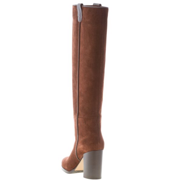 LE PEPE' donna stivale slip-on in camoscio CIOCCOLATO. Tacco 8 cm - immagine 3