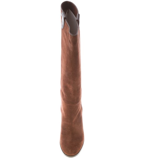 LE PEPE' donna stivale slip-on in camoscio CIOCCOLATO. Tacco 8 cm - immagine 5