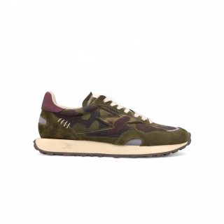 MOACONCEPT uomo sneaker Hype 114 in camoscio VERDE CAMOUFLAGE e bordeaux