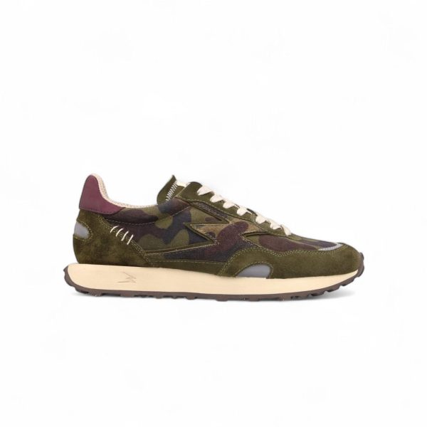 MOACONCEPT uomo sneaker Hype 114 in camoscio VERDE CAMOUFLAGE e bordeaux