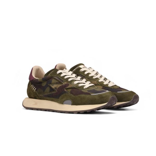 MOACONCEPT uomo sneaker Hype 114 in camoscio VERDE CAMOUFLAGE e bordeaux - immagine 2