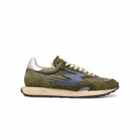 MOACONCEPT uomo sneaker Hype 101 in hairy suede e tessuto VERDE MILITARE più blu
