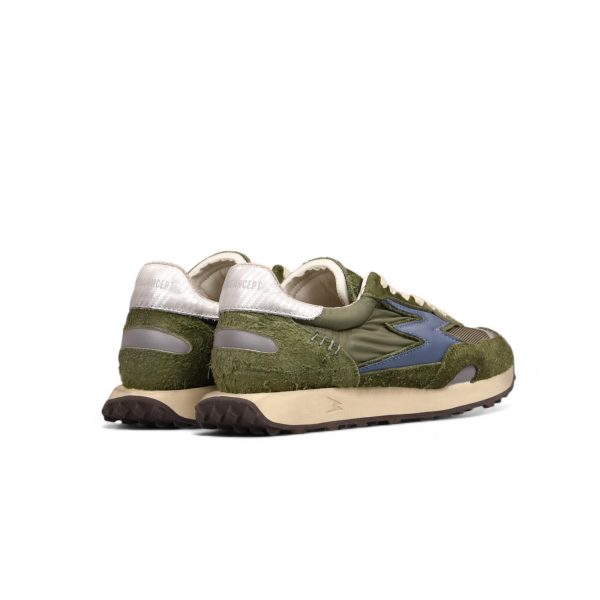 MOACONCEPT uomo sneaker Hype 101 in hairy suede e tessuto VERDE MILITARE più blu - immagine 3