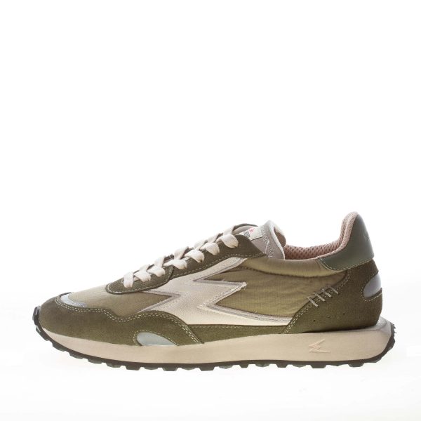 MOACONCEPT uomo sneaker Hype 030 in camoscio e tessuto VERDE MILITARE più off white
