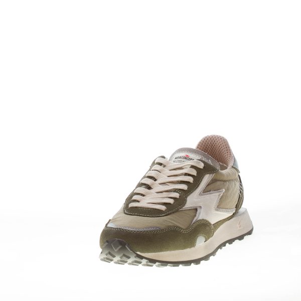 MOACONCEPT uomo sneaker Hype 030 in camoscio e tessuto VERDE MILITARE più off white - immagine 2