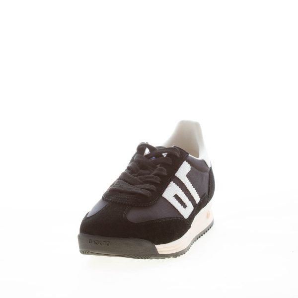 BACK 70 uomo sneaker Barkley Jogger in tessuto e camoscio NERO più bianco - immagine 2