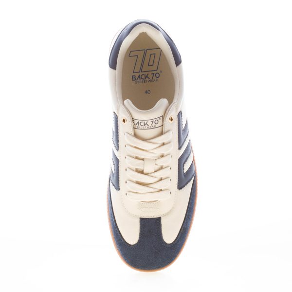 BACK 70 uomo sneaker Cloud NM11 in pelle e camoscio LATTE e BLU NAVY - immagine 5